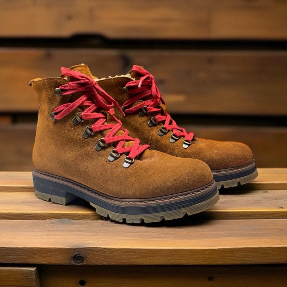 Avellini Suede Hiking Boots Genuine Shearling Lining Size 39 Made in‎ Spain